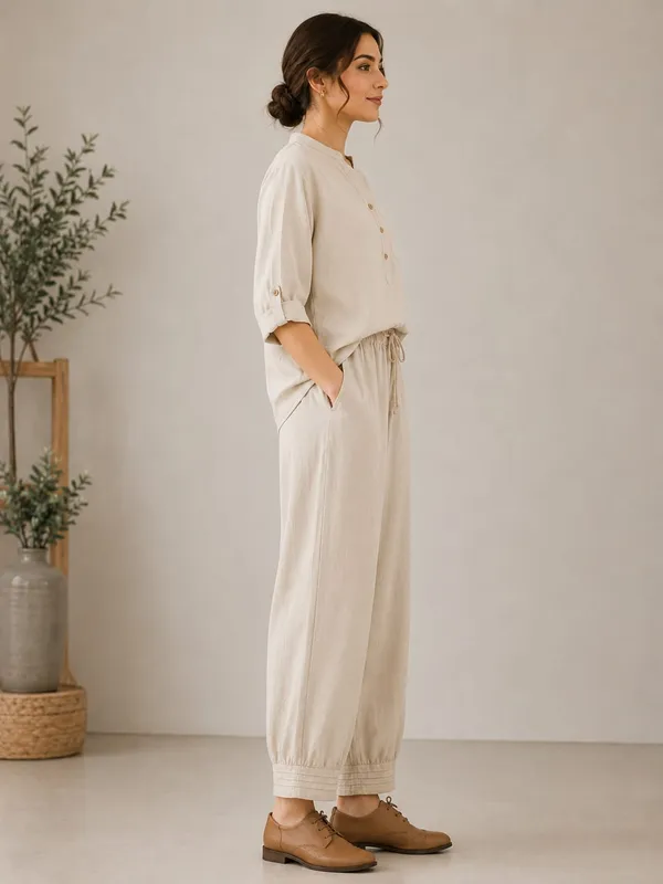 Beige_Cotton_Flex_Relaxed_Fit_Co_Ord_Set_For_Women