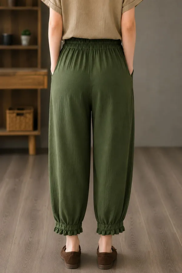 Olive_Green_Cotton_Flex_Relaxed_Fit_Ankle_Pants_For_Women