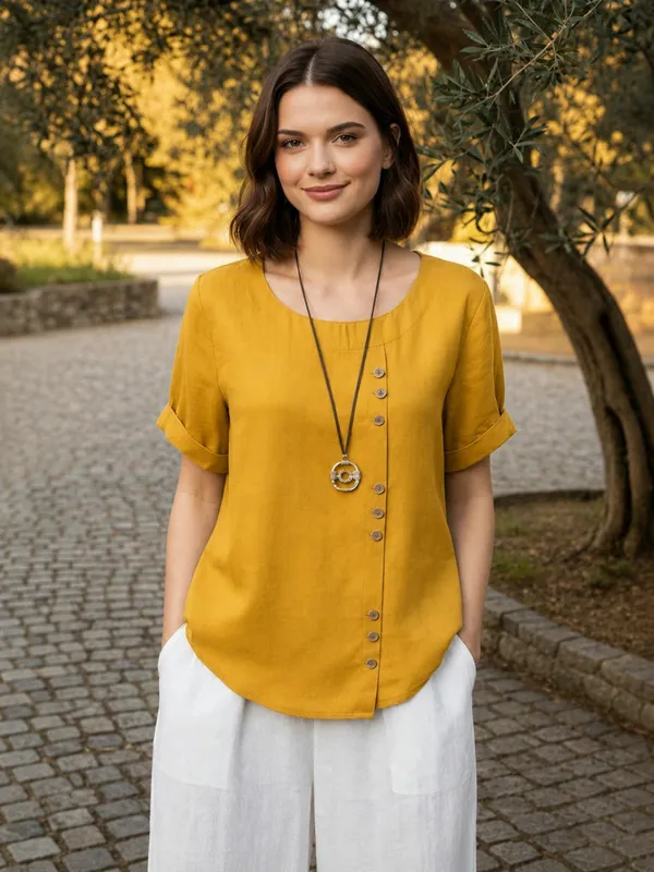 Mustard_Yellow_Cotton_Flex_Relaxed_Fit_Tunic_Top_For_Women