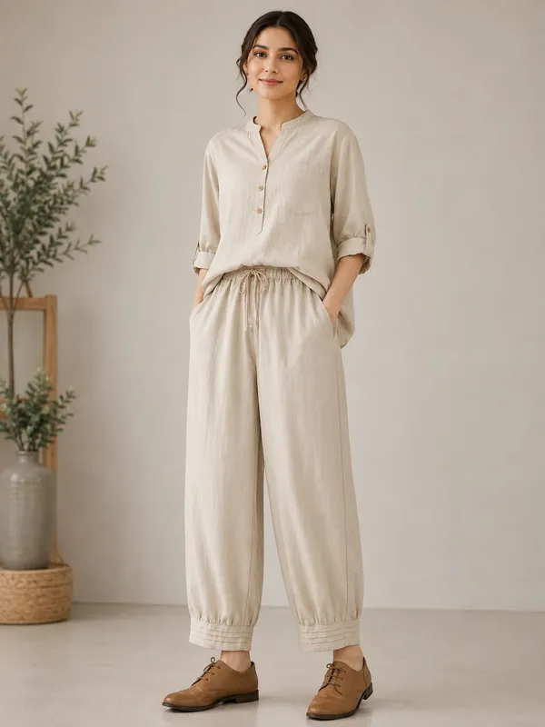 Beige_Cotton_Flex_Relaxed_Fit_Co_Ord_Set_For_Women