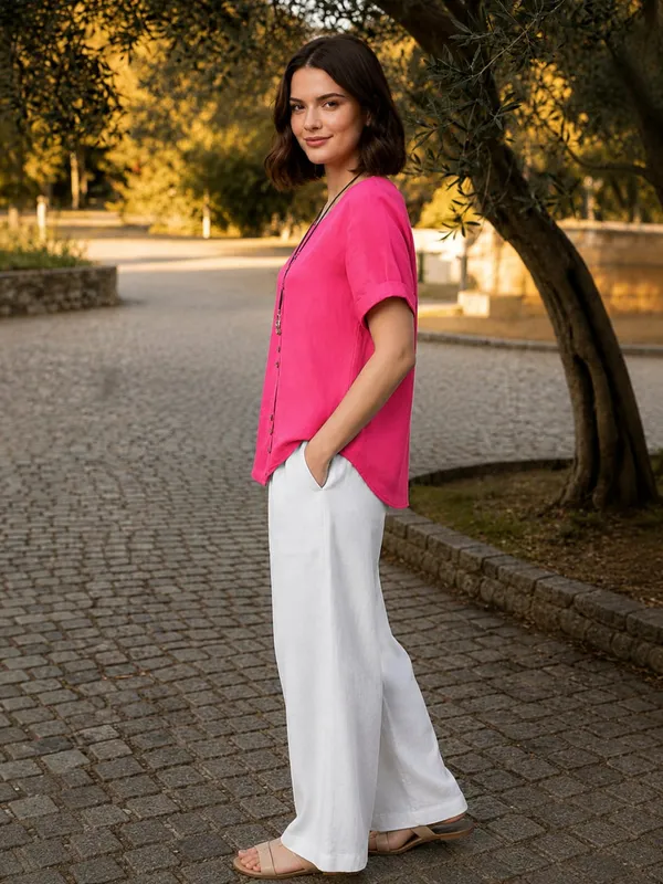 Pink_Cotton_Flex_Relaxed_Fit_Button_Detail_Tunic_Top_For_Women