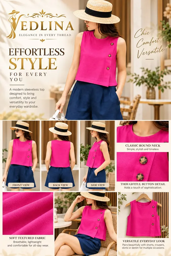 Dark_Pink__Sleeveless_Relaxed_Fit_Top_For_Women