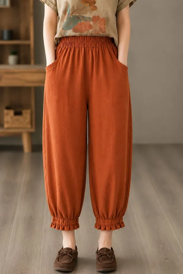 Orange_Cotton_Flex_Relaxed_Fit_Jogger_Pants_For_Women