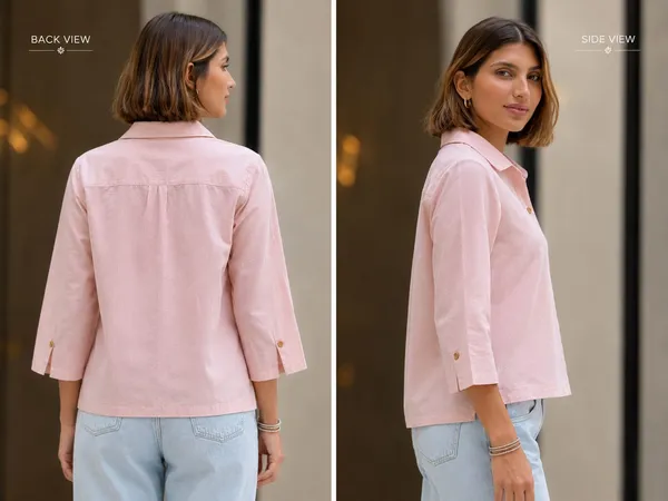 Pink_Cotton_Flex_Relaxed_Fit_Button_Down_Shirt_For_Women