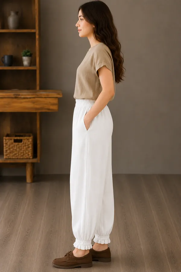 White_Cotton_Flex_Relaxed_Fit_Ankle_Pants_For_Women