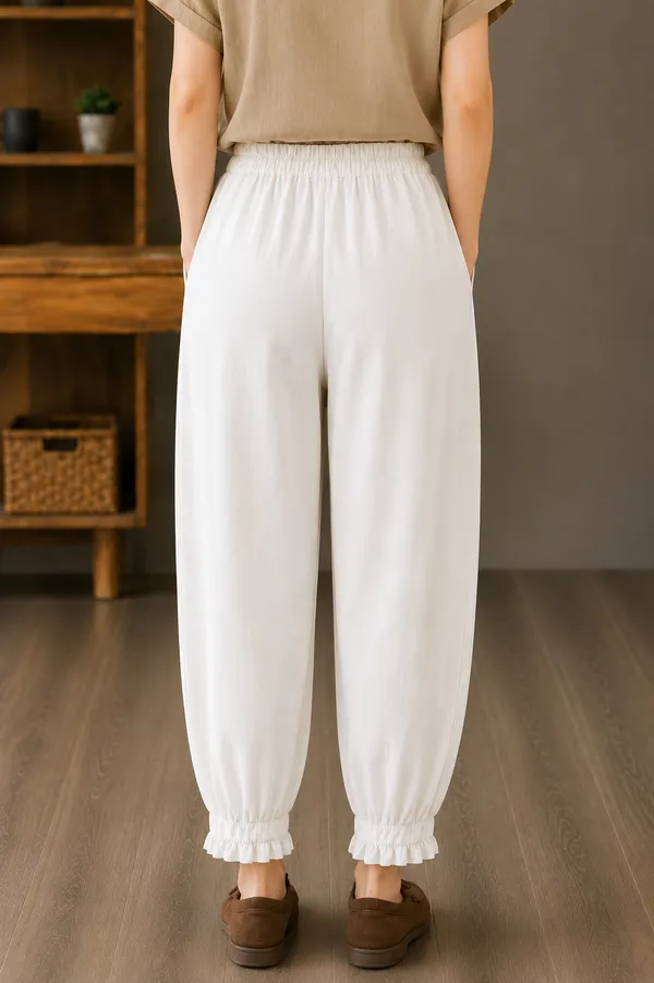 White_Cotton_Flex_Relaxed_Fit_Ankle_Pants_For_Women