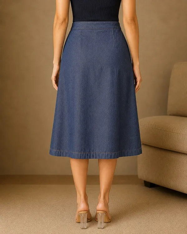 Blue_Denim_Cotton_Flex_A-Line_Midi_Skirt_For_Women