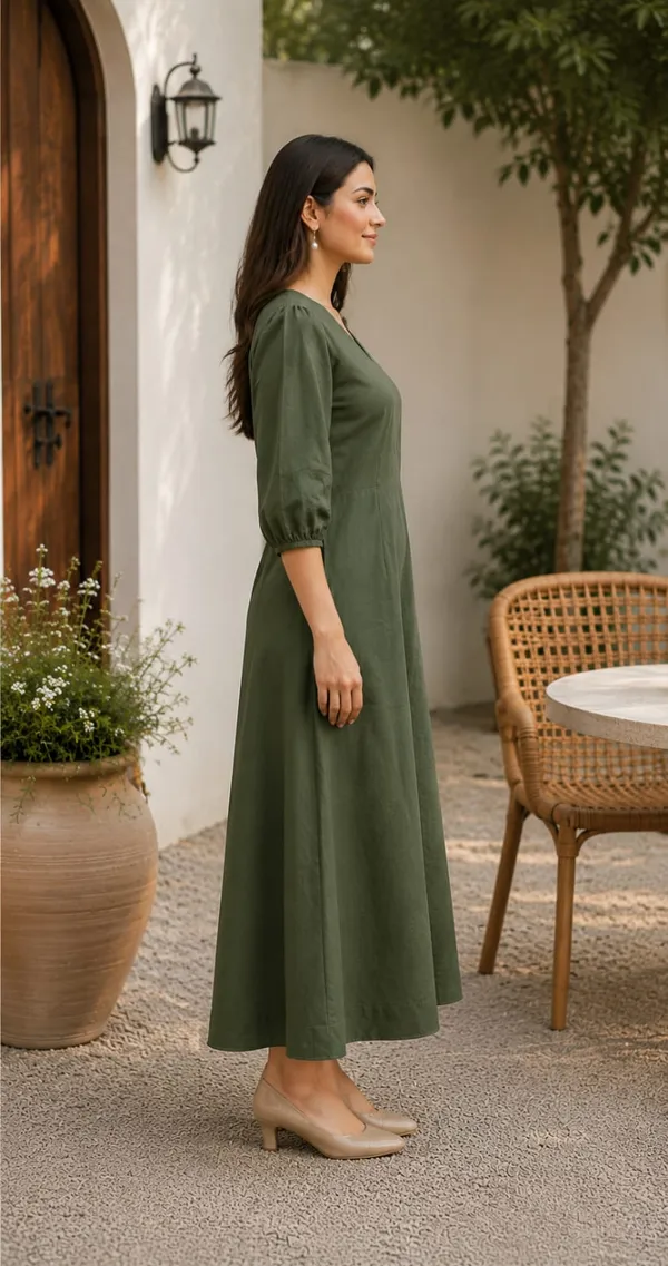 Olive_Green_Cotton_Flex_A-Line_Midi_Dress_For_Women