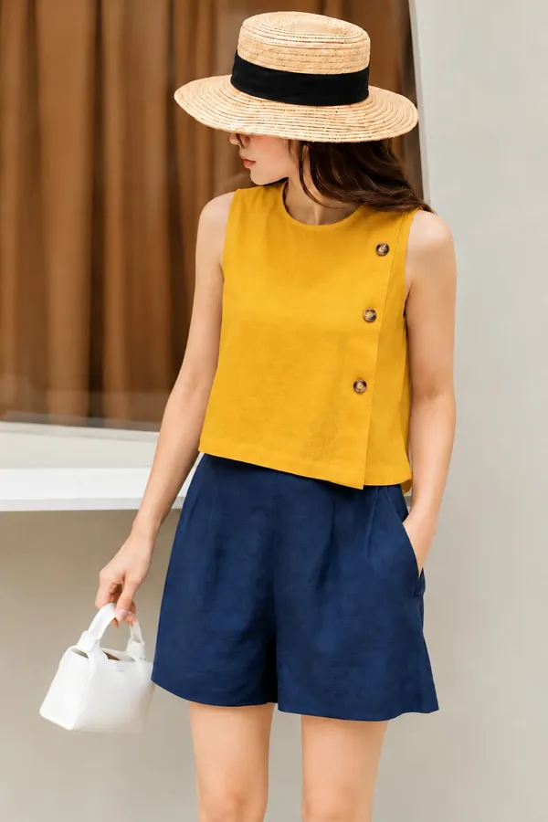 Mustard_Yellow_Sleeveless_Relaxed_Fit_Top_For_Women