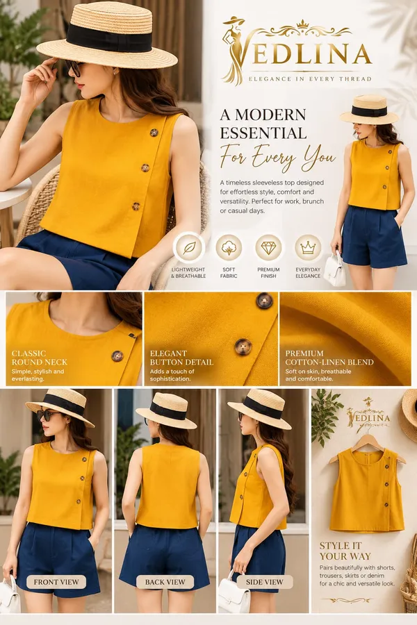 Mustard_Yellow_Sleeveless_Relaxed_Fit_Top_For_Women