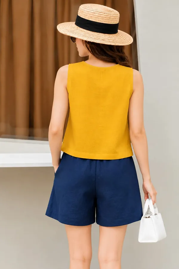 Mustard_Yellow_Sleeveless_Relaxed_Fit_Top_For_Women
