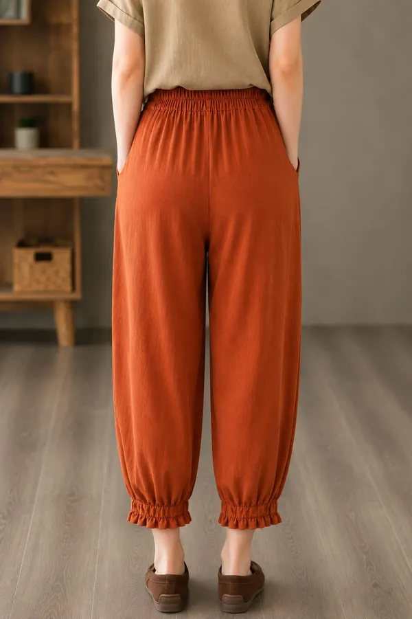Orange_Cotton_Flex_Relaxed_Fit_Jogger_Pants_For_Women
