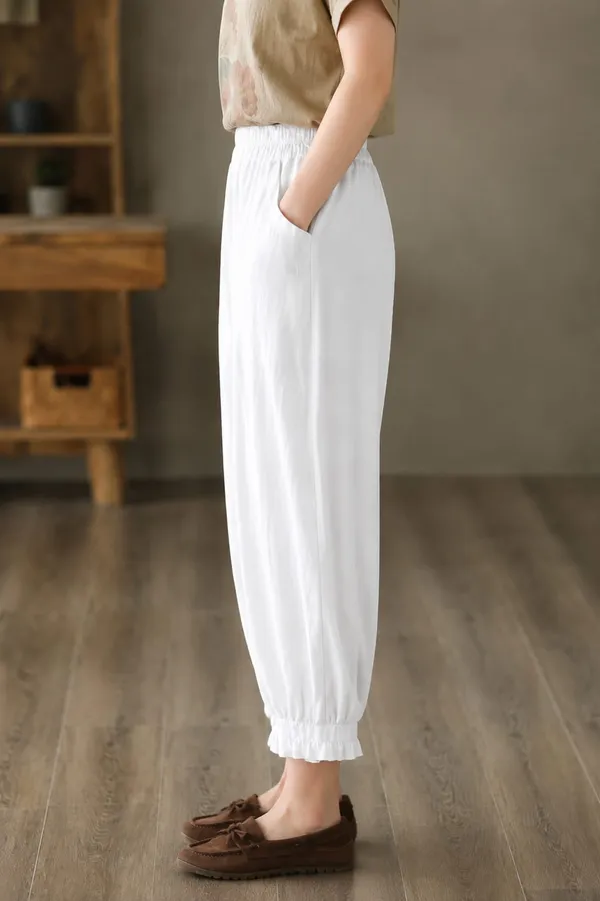 White_Cotton_Flex_Relaxed_Fit_Ankle_Pants_For_Women