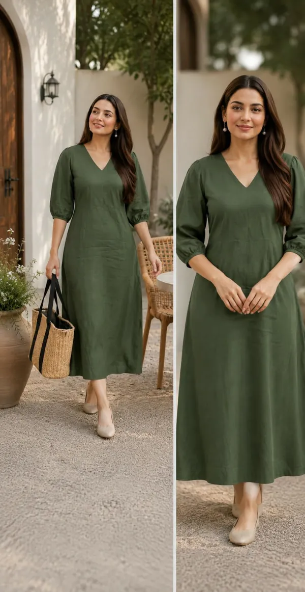 Olive_Green_Cotton_Flex_A-Line_Midi_Dress_For_Women