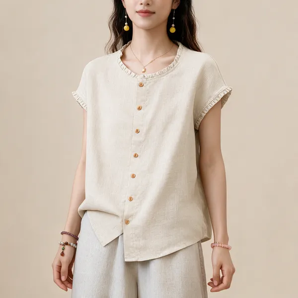 Cream_Textured_Relaxed_Fit_Top_For_Women