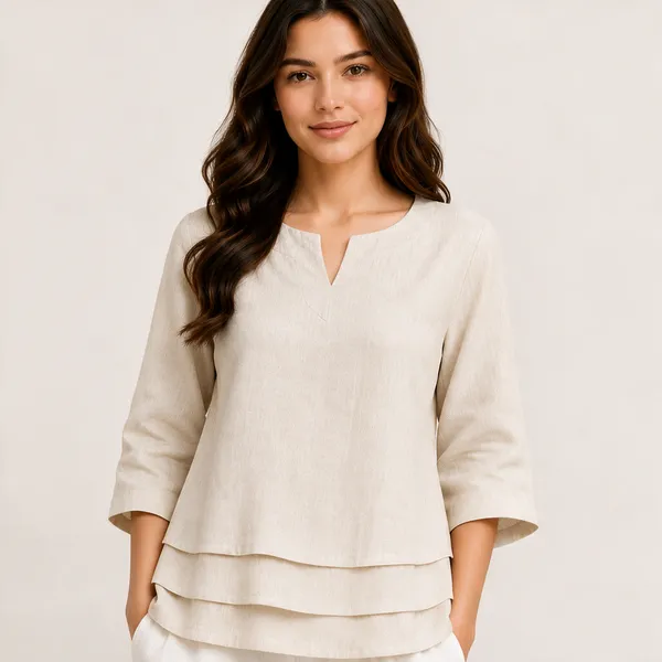Cream_Solid_Relaxed_Fit_Layered_Tunic_Top_For_Women
