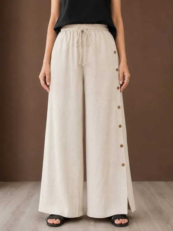 Women’s_Beige_Wide_Leg_Palazzo_Pants_with_Side_Button_Detail