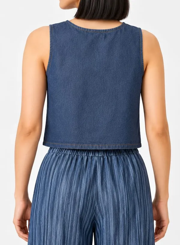 Women’s_Blue_Denim_Sleeveless_Round_Neck_Button-Down_Casual_Top