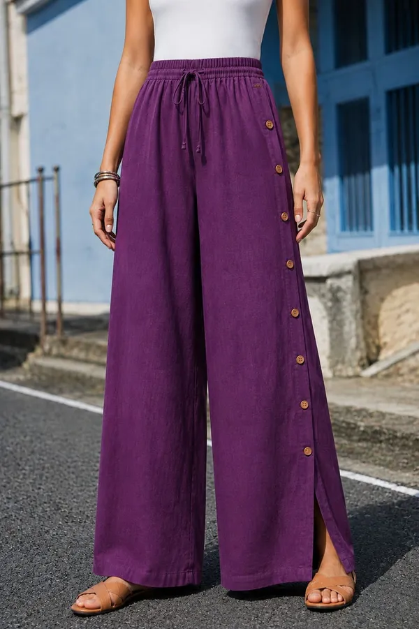 Women’s_Purple_Wide_Leg_Palazzo_Pants_with_Side_Button_Detail