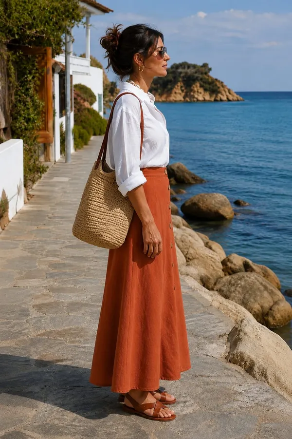 Women’s_Rust_Orange_High_Waist_Button-Front_A-Line_Maxi_Skirt