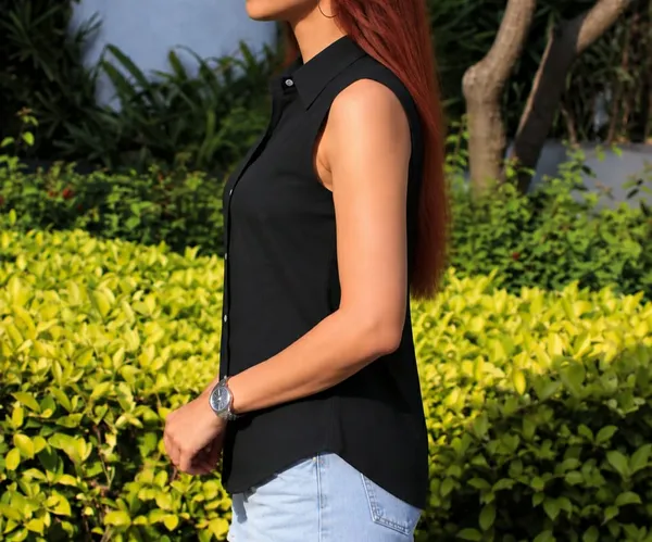Women’s_Solid_Black__Sleeveless_Shirt_with_Collar