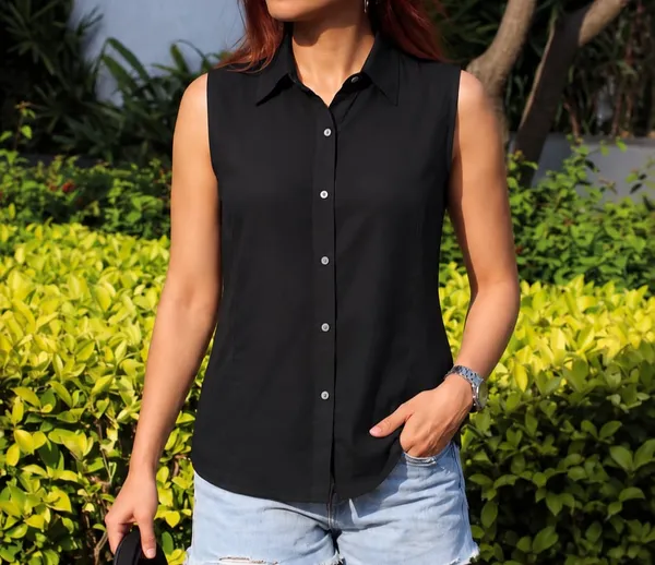 Women’s_Solid_Black__Sleeveless_Shirt_with_Collar