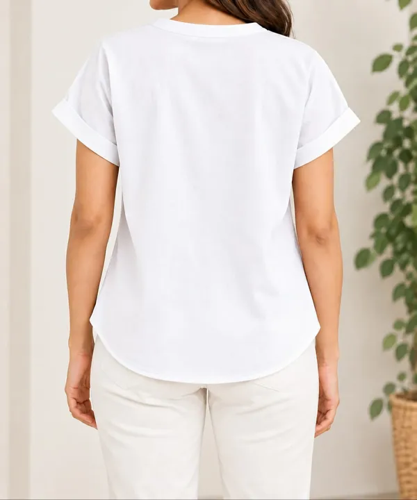 Women’s_Solid_White_V-Neck_Button_Down_Top_with_Folded_Sleeves