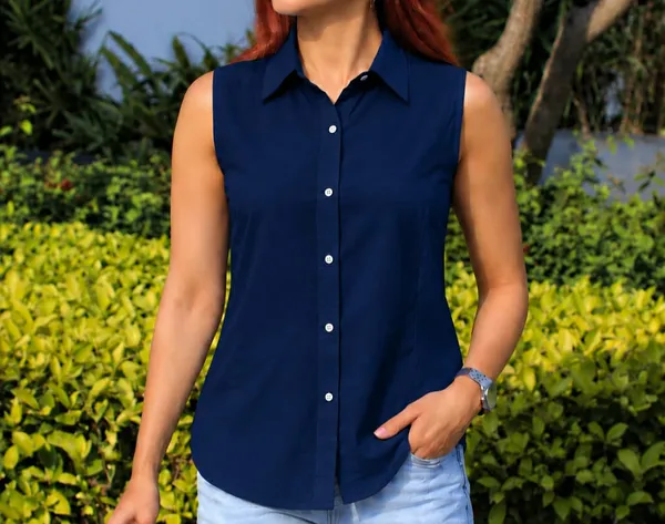 Women’s_Solid__Navy_Blue_Sleeveless_Shirt_with_Collar