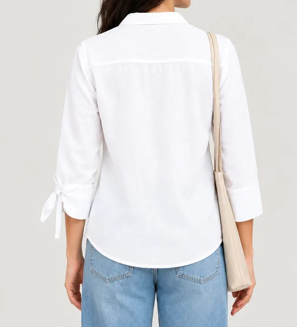 Women’s_White_Solid_Full_Sleeve_Shirt_|_V-Neck_Collar