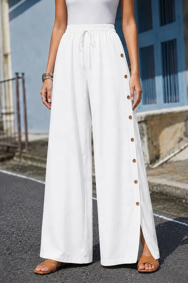 Women’s_white_Wide_Leg_Palazzo_Pants_with_Side_Button_Detail