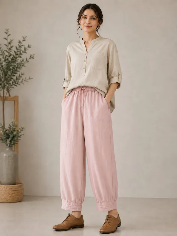 Beige_And_Pink_Cotton_Flex_Relaxed_Fit_Co_Ord_Set_For_Women