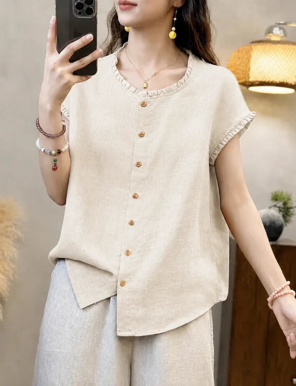 Cream_Textured_Relaxed_Fit_Top_For_Women