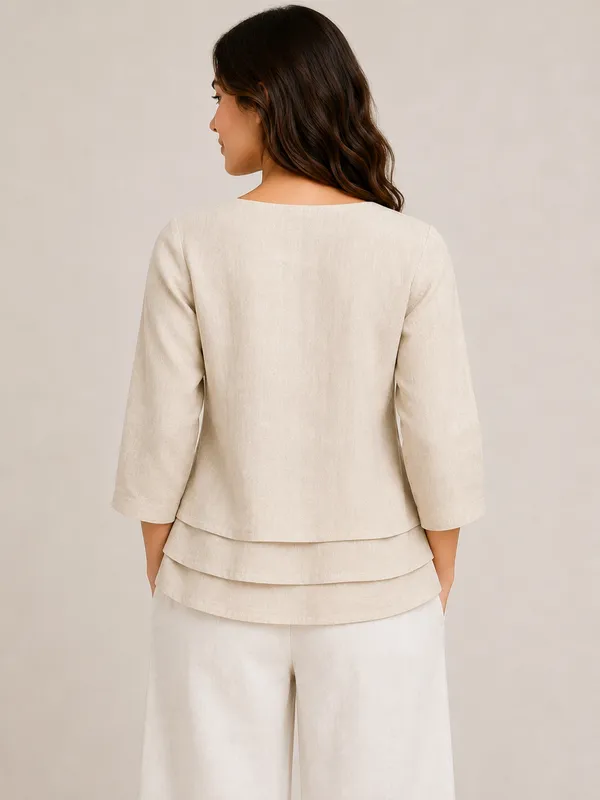 Cream_Solid_Relaxed_Fit_Layered_Tunic_Top_For_Women