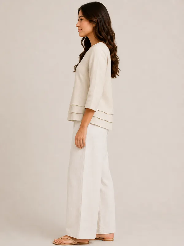 Cream_Solid_Relaxed_Fit_Layered_Tunic_Top_For_Women