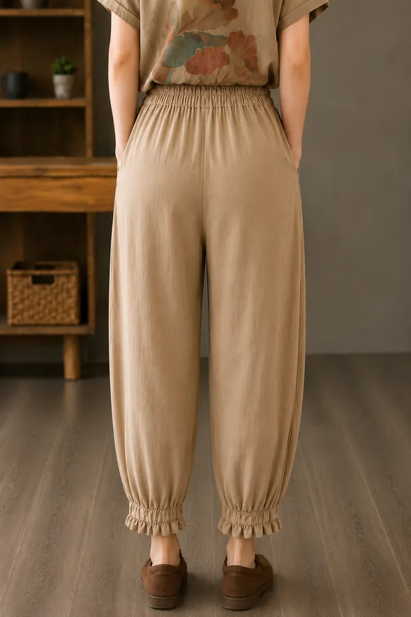 Khaki_Cotton_Flex_Relaxed_Fit_Pants_For_Women