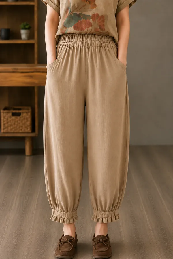 Khaki_Cotton_Flex_Relaxed_Fit_Pants_For_Women