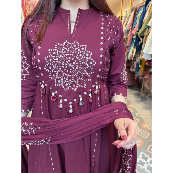 Magenta_Printed_Anarkali_Dress_With_Dupatta_for_Girls