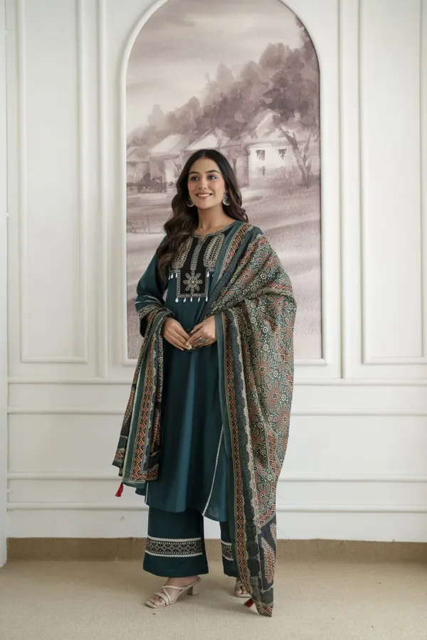 Teal_Printed_Kurta_Pant_Dupatta_Set_for_Women