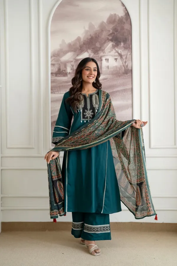Teal_Printed_Kurta_Pant_Dupatta_Set_for_Women