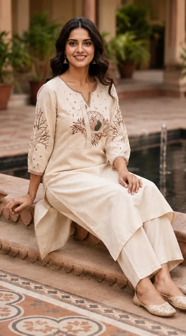 Cream_Embroidered_Straight_Kurta_Set_for_Women