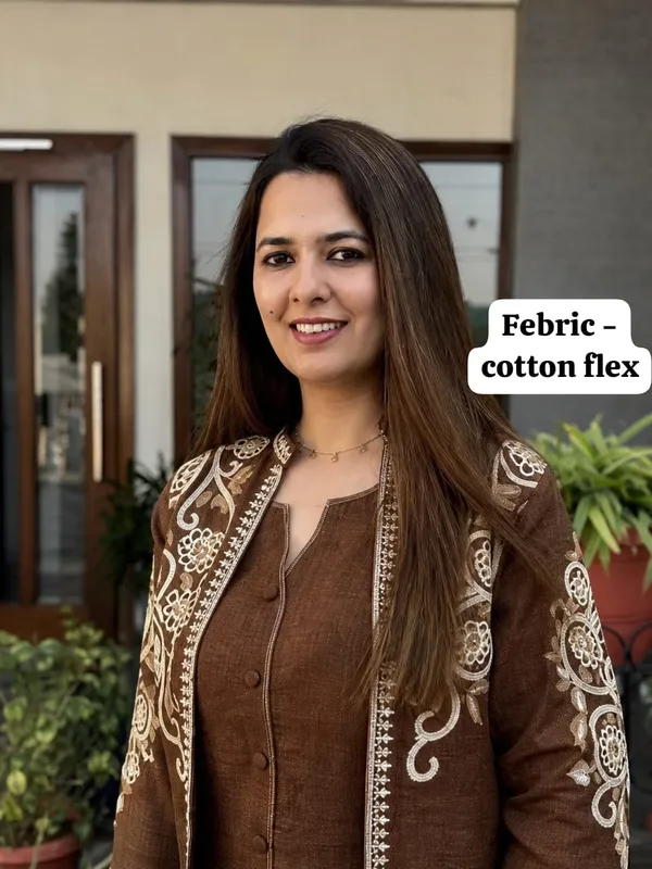 Brown_Cotton_Flex_Embroidered_Kurta_Set_for_Women