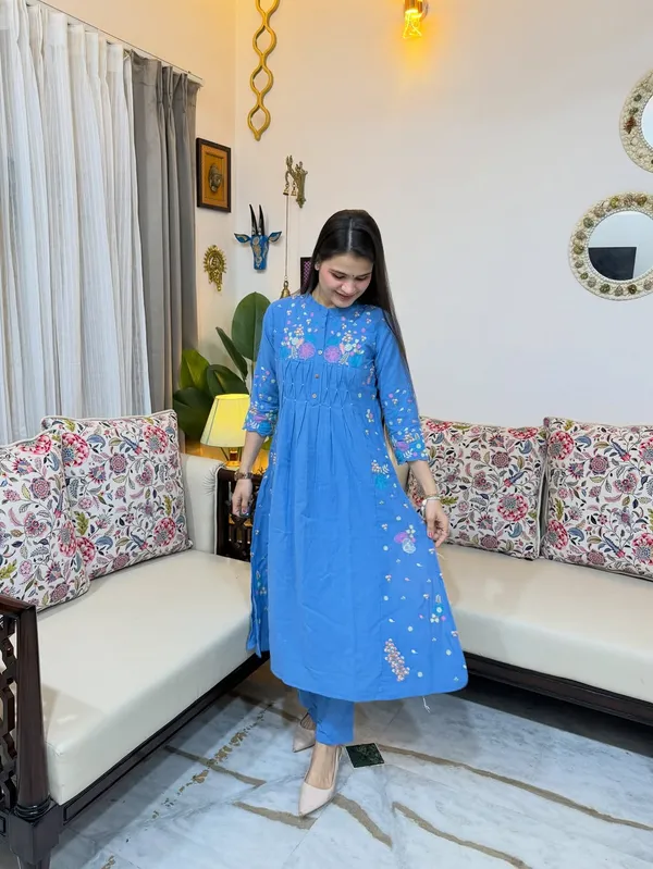 Blue_Floral_Embroidered_Straight_Kurta_Set_for_Women