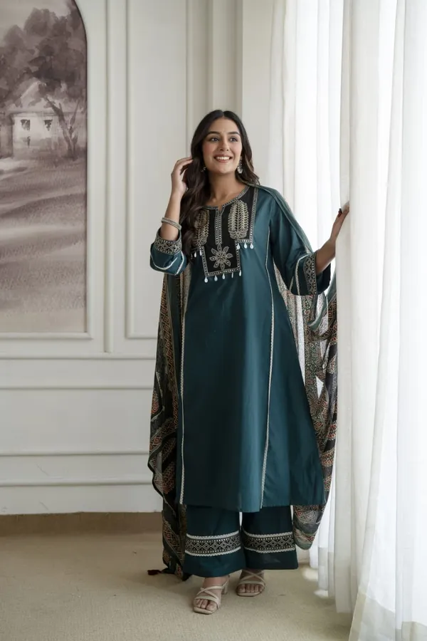 Teal_Printed_Kurta_Pant_Dupatta_Set_for_Women