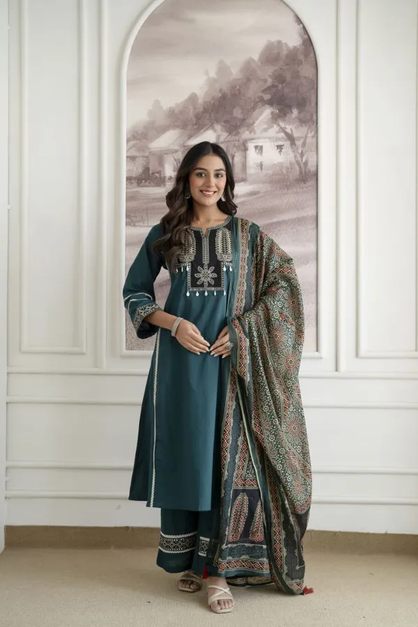 Teal_Printed_Kurta_Pant_Dupatta_Set_for_Women