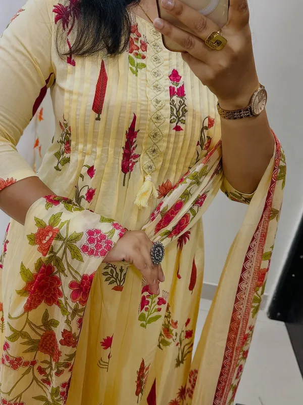 Cream_Floral_Print_Anarkali_Suit_Set_for_Women
