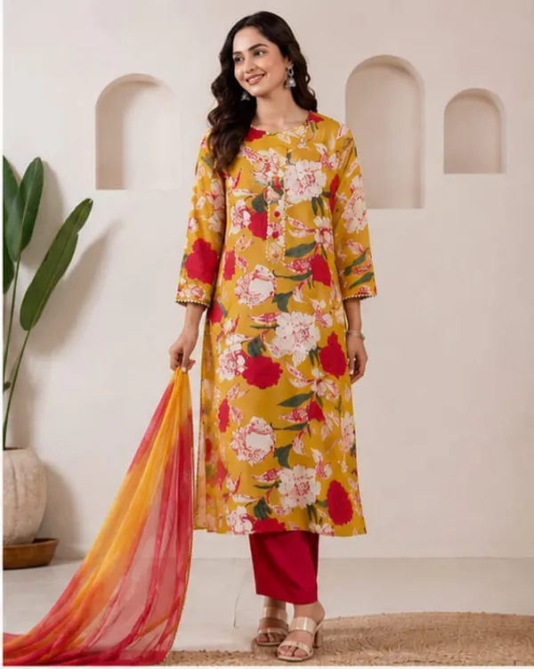 Mustard_Floral_Straight_Kurta_Set_for_Women