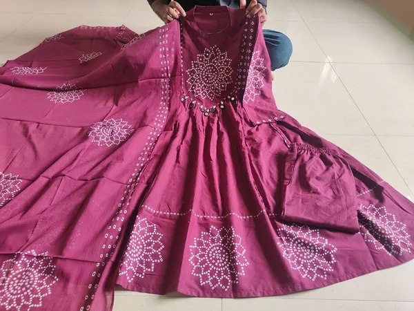 Magenta_Printed_Anarkali_Dress_With_Dupatta_for_Girls