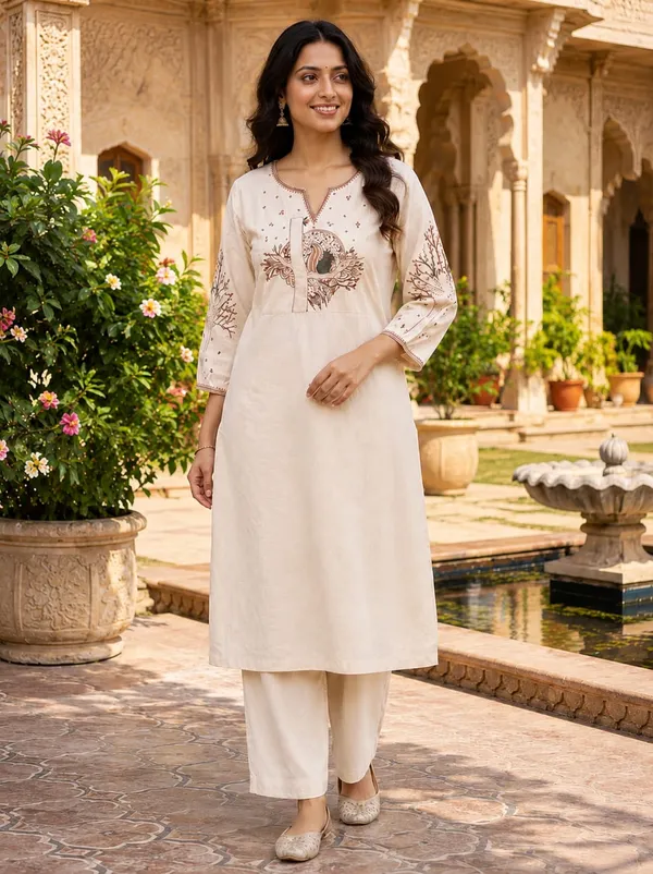 Cream_Embroidered_Straight_Kurta_Set_for_Women