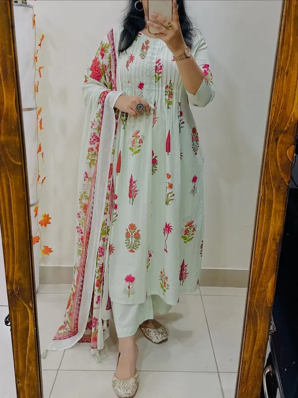 Mint_Floral_Anarkali_Suit_Set_for_Women
