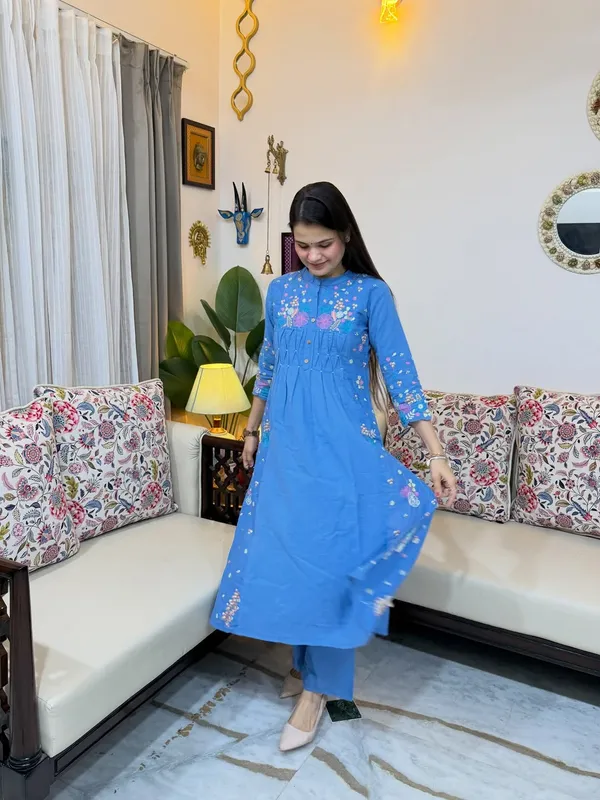 Blue_Floral_Embroidered_Straight_Kurta_Set_for_Women